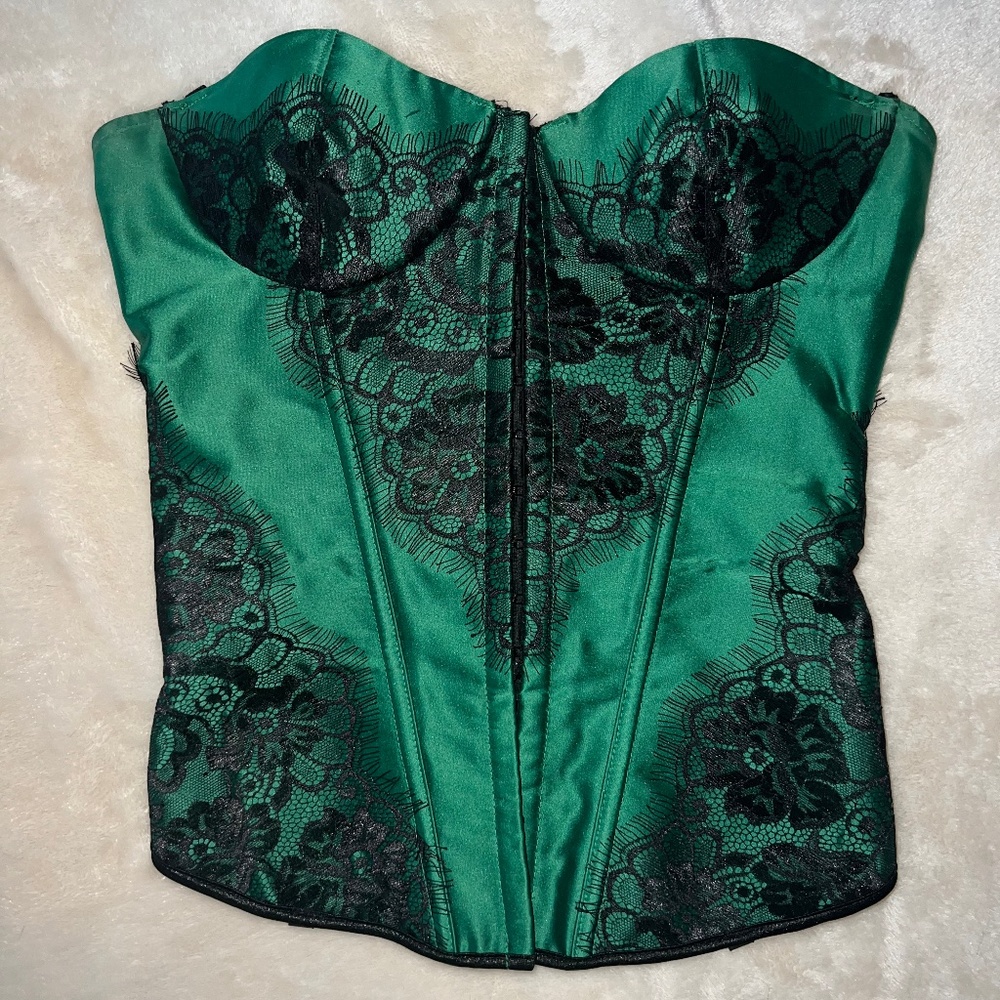 Emerald and Black Lace Sexy Corset